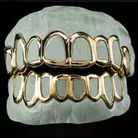 full set open faced gold grillz top and bottom 8 teeth set