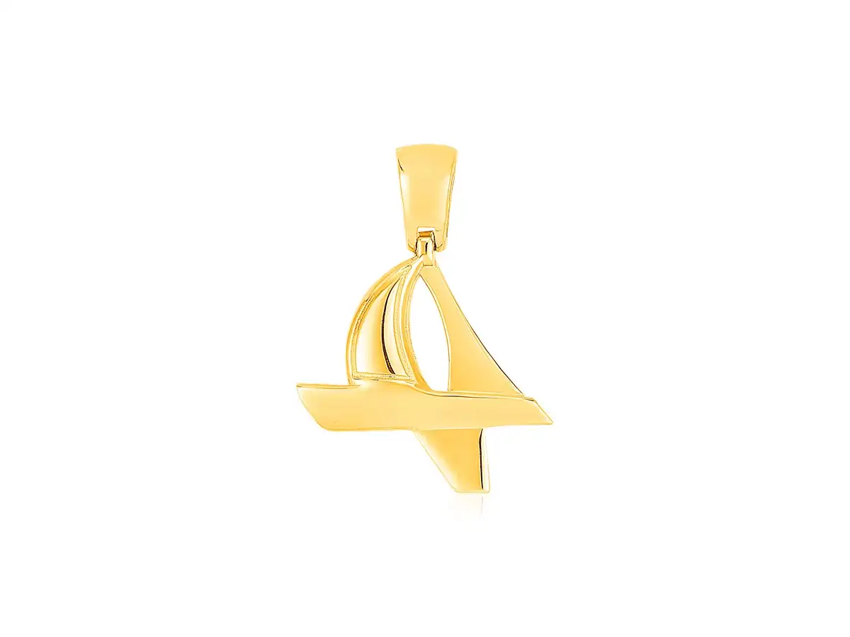 Like a sailboat on a bright day, this stunning sailboat pendant glows in the light of 14k yellow gold.